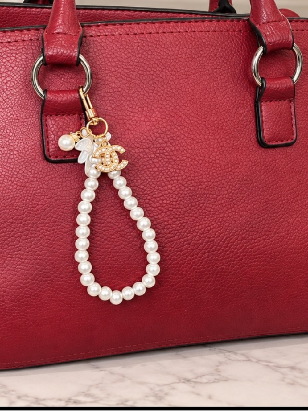 🎊3/$20  Beaded Wristlet Keychain Gold Tone & Leaf Accent | Chic Bag Charm